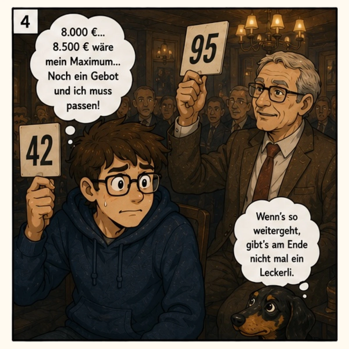 Preußenphilatelist möchte auf einer Auktion etwas ersteigern, eine andere Person erhält den Zuschlag. - Bild 4